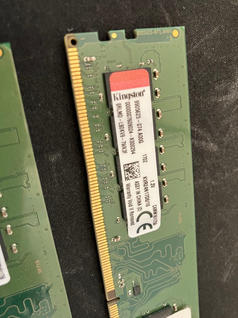 動作確認済み　Kingston DDR4 16x2枚　メモリ
