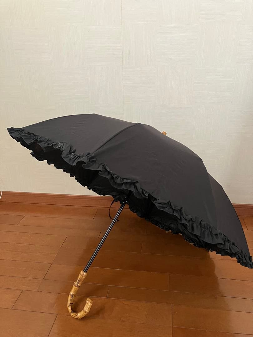 【お値下げ】サンバリア100 2段折 / フリル/持ち手バンブー