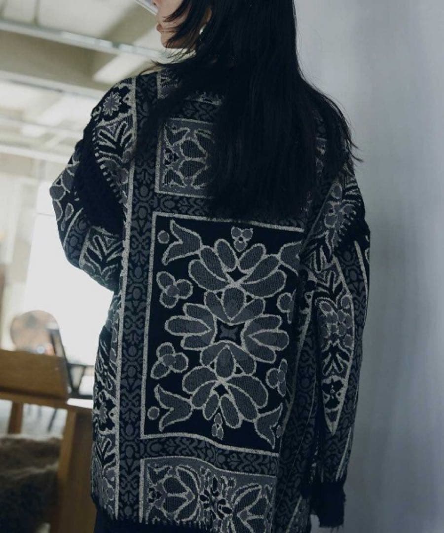 新品Ameri vintage RUG PATTERN KNIT JACKET