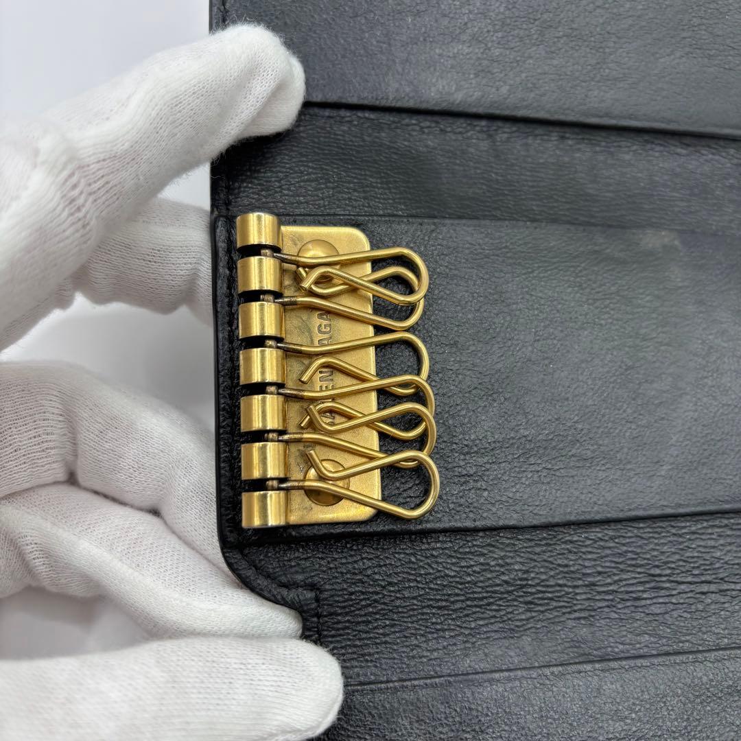 美品　BALENCIAGA キーケース　６連　ブラック　ゴールド　cash