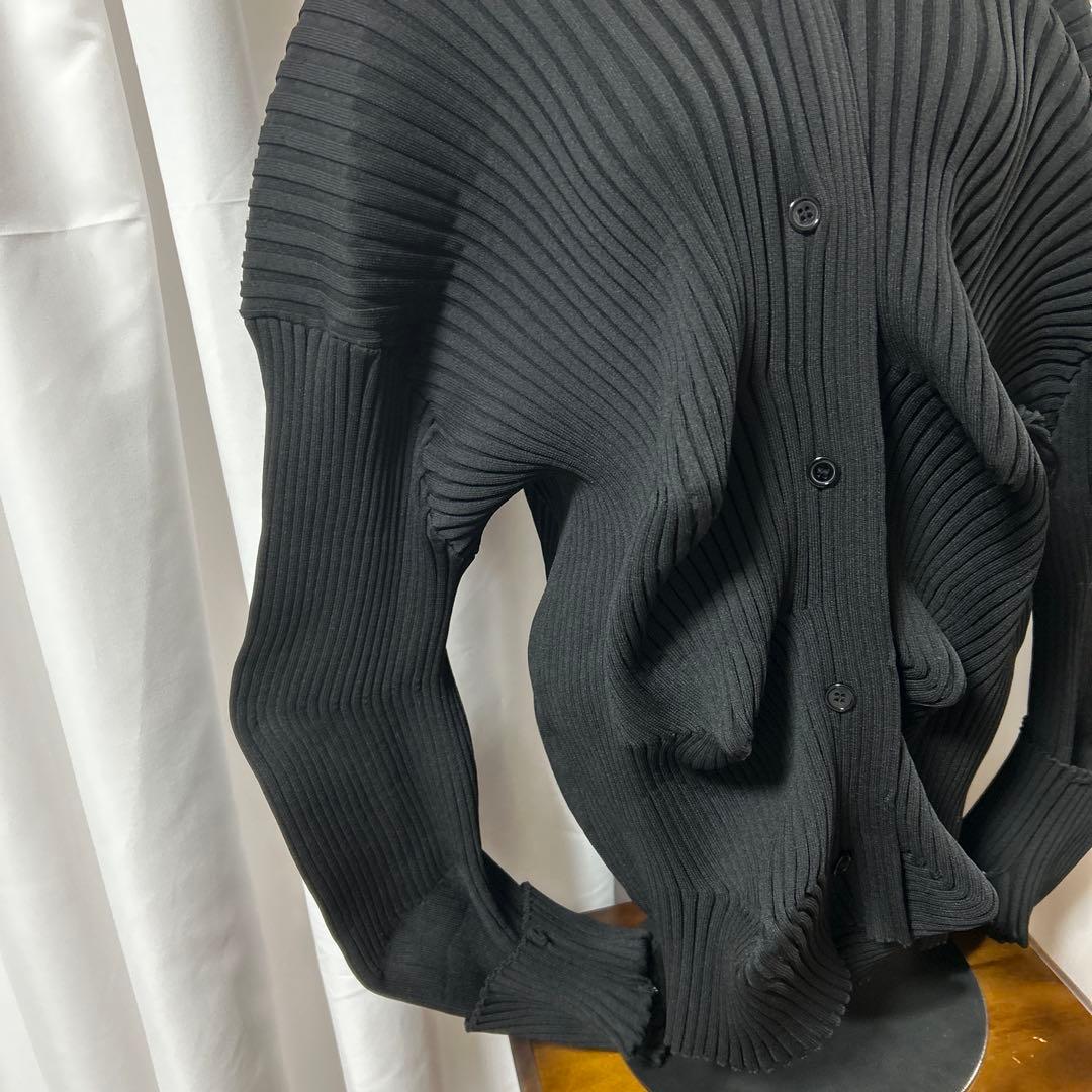 プリーツ　変形　ニットカーディガン　イカ　リブニット