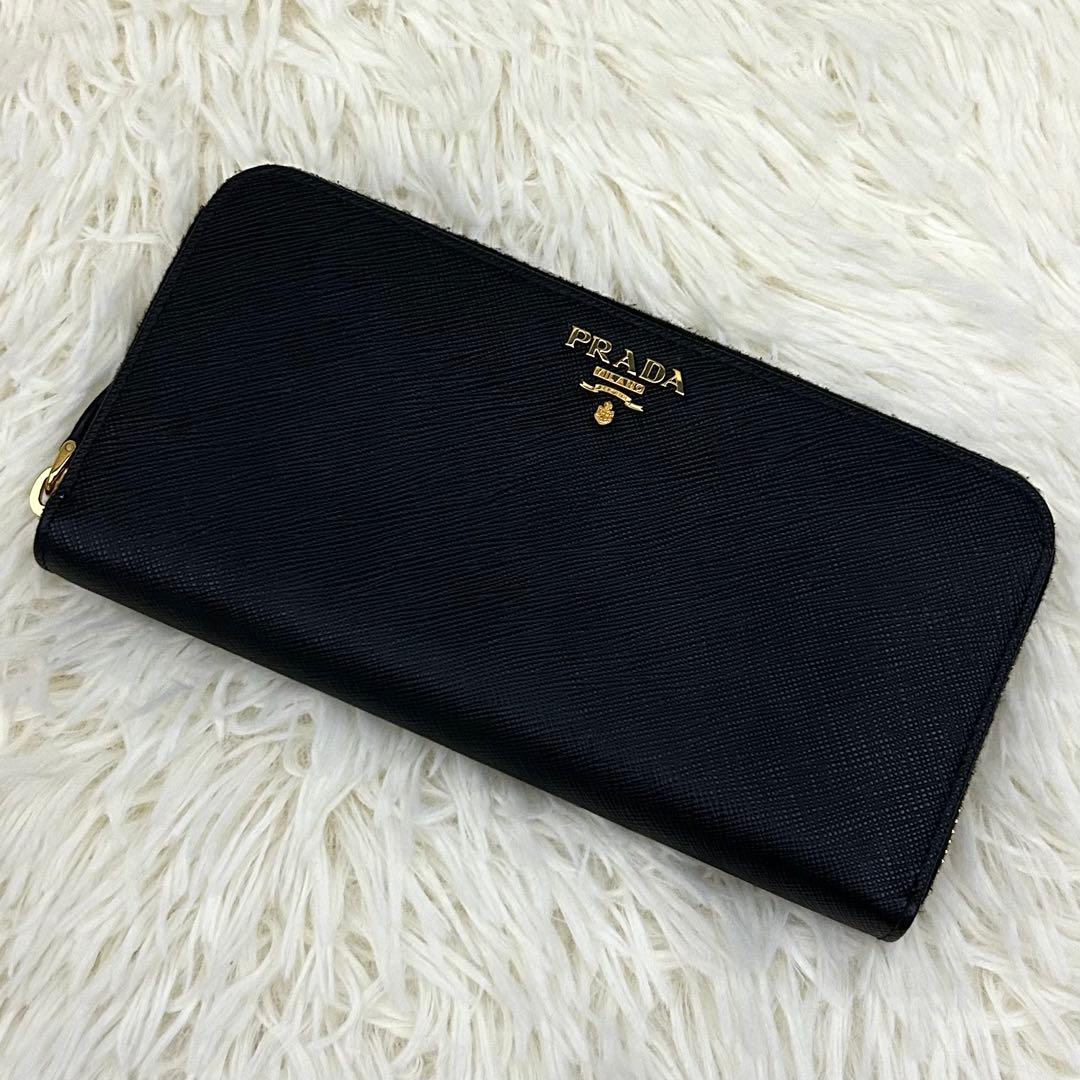 ［極美品］PRADA ハート バイカラー ロゴ ロングウォレット 長財布