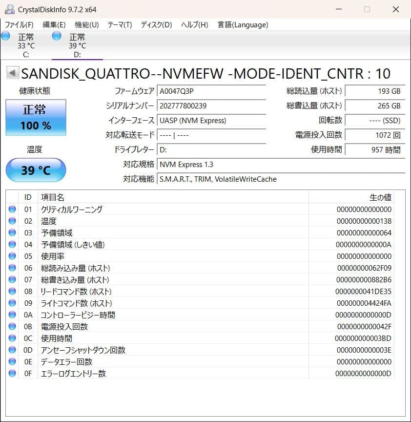 WD ウエスタンデジタル 外付けSSD 1TB 中古