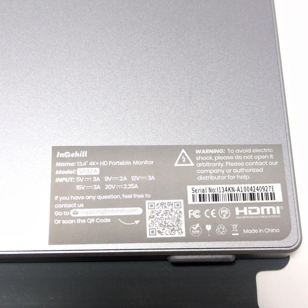 intehill モバイルモニター 4K 13.4インチ IGZOパネル 非光沢