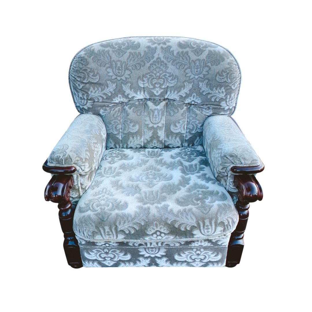 金華山 花柄ベロア　カリモク　ソファ　1人掛け　ヴィンテージ　レトロ