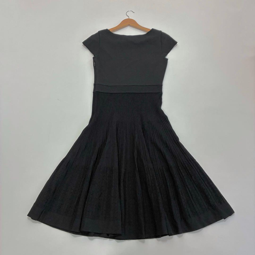 Rene ルネ☆パフスリーブ透かし編み切替ニットロングワンピース 38