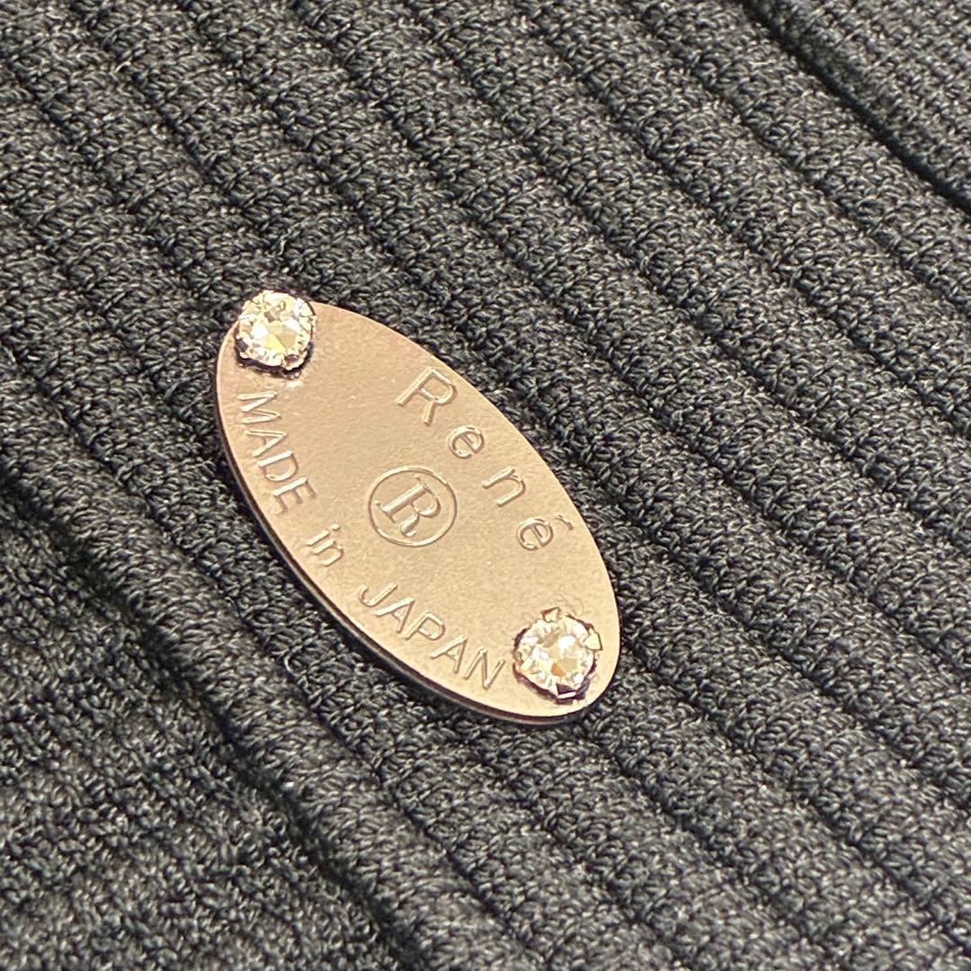 Rene ルネ☆パフスリーブ透かし編み切替ニットロングワンピース 38