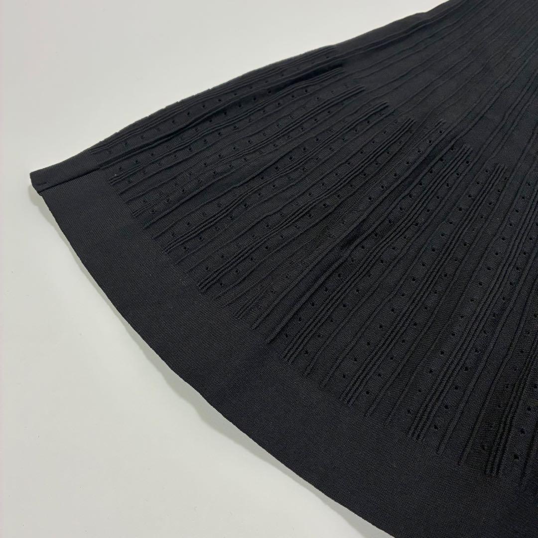 Rene ルネ☆パフスリーブ透かし編み切替ニットロングワンピース 38