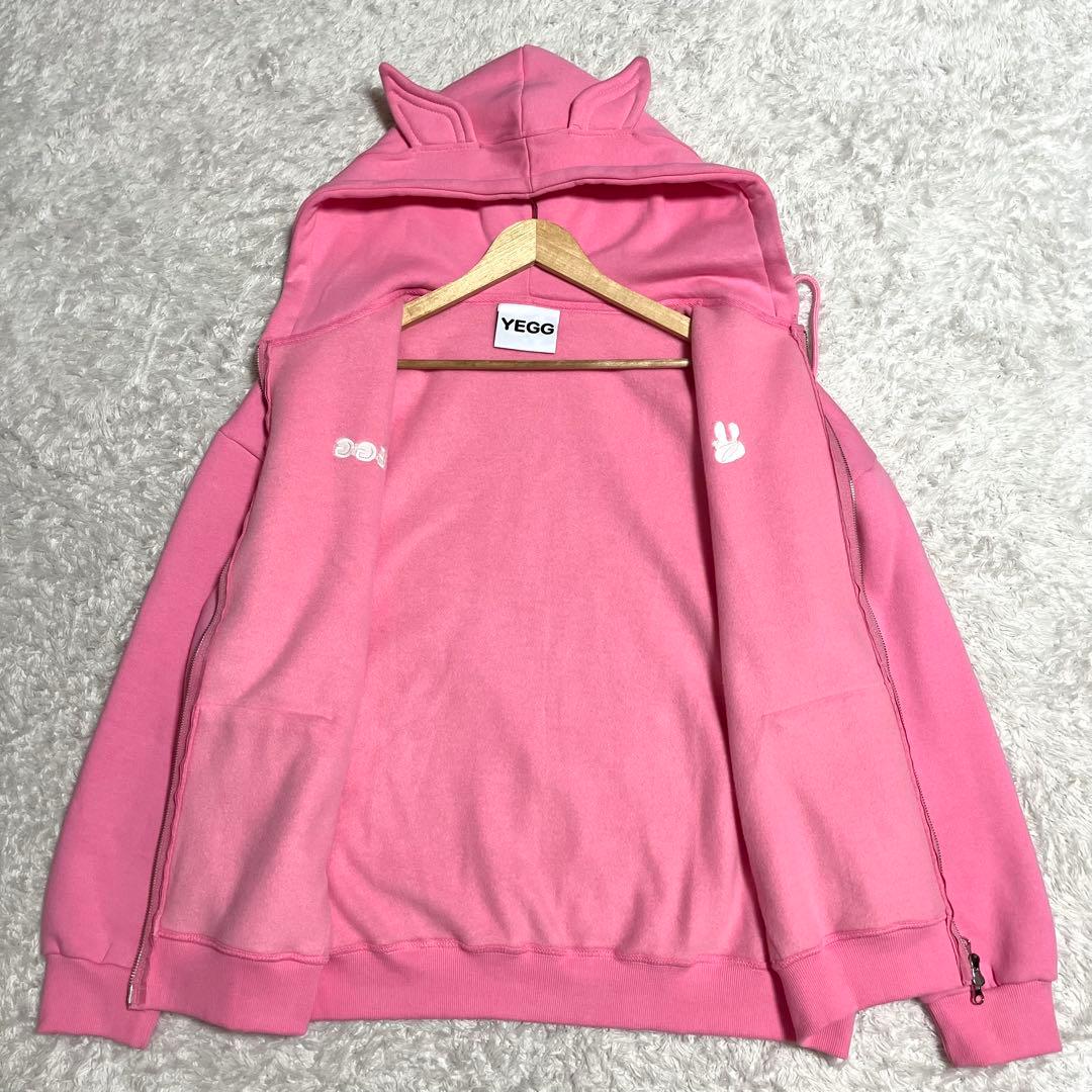 YEGG Wing Hoodie ジップパーカー ピンク Lサイズ 耳つき