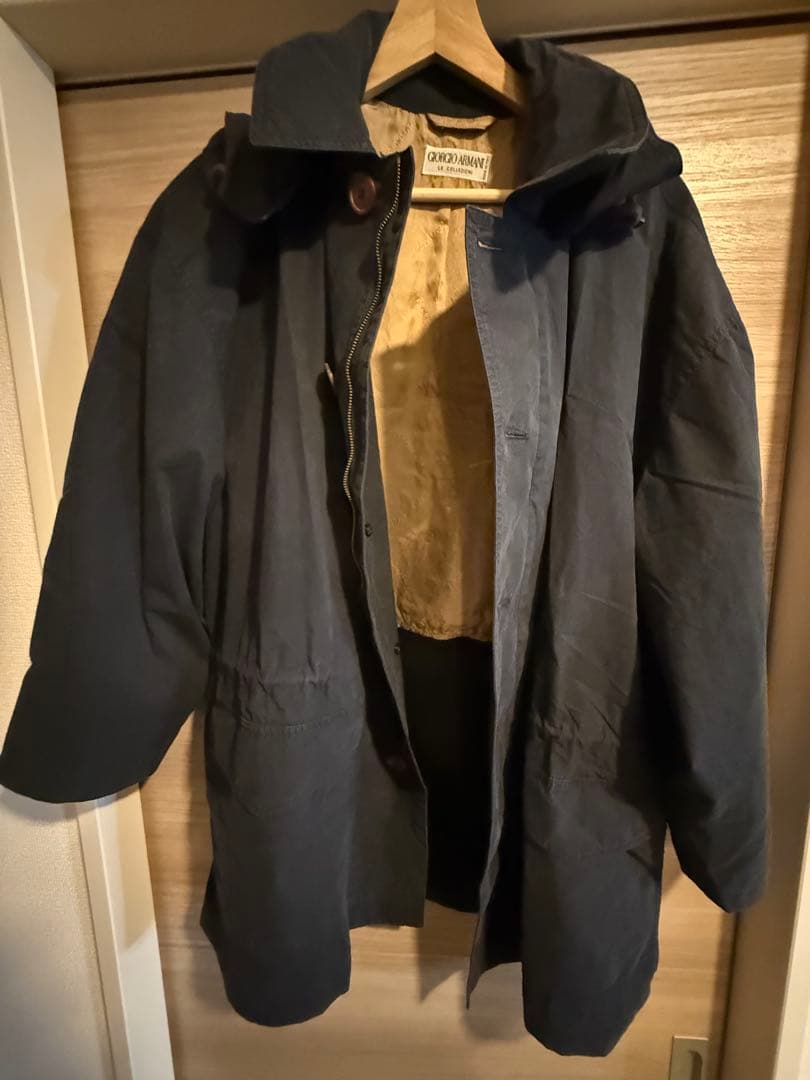 ジョルジオアルマーニ　ハーフジャケットモッズコート　フーデット　ドローコード