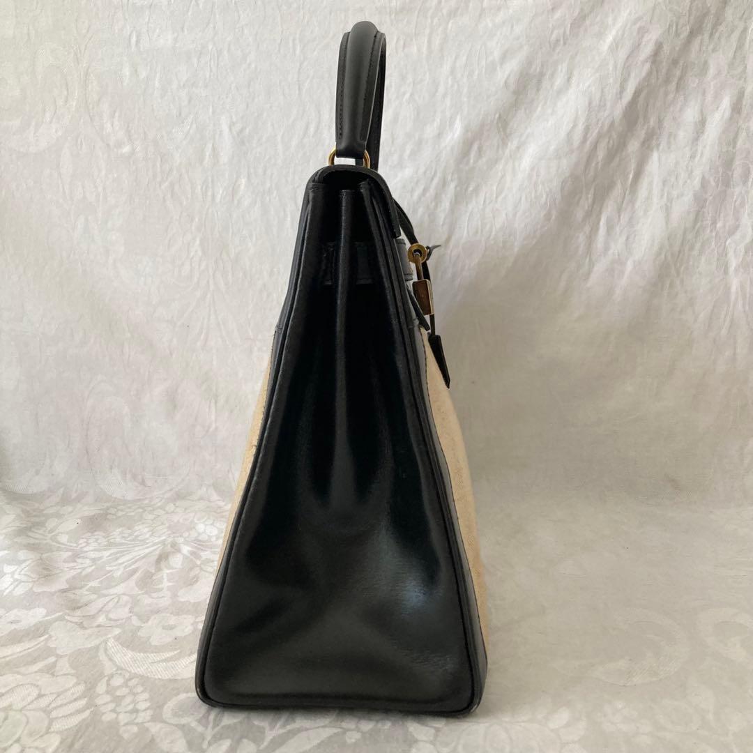 希少 エルメス ケリー 32 トワルアッシュ ブラック 〇F刻印