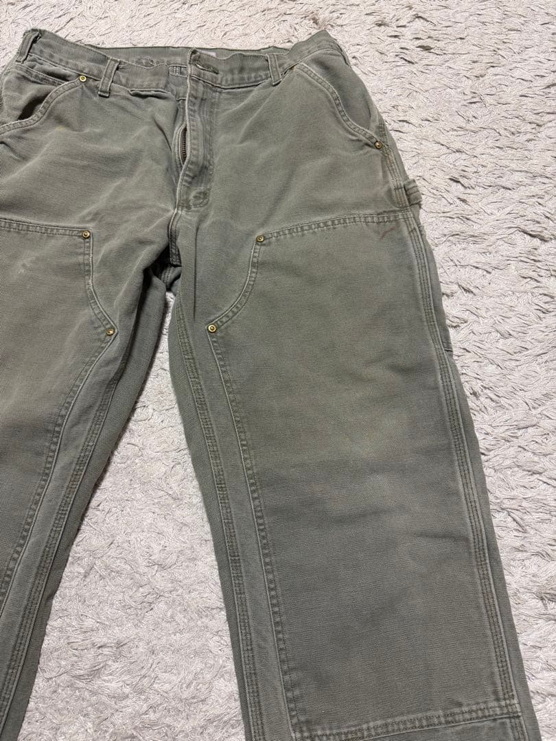 Carhartt ダブルニー MOS グリーン USA製フェード H2H W36