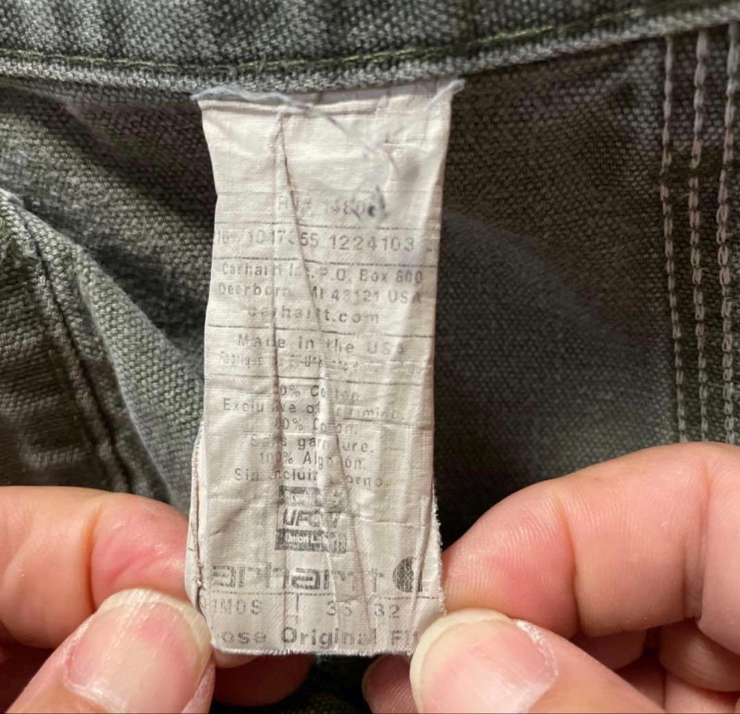Carhartt ダブルニー MOS グリーン USA製フェード H2H W36