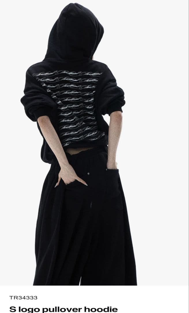 S logo pullover hoodie ブラック
