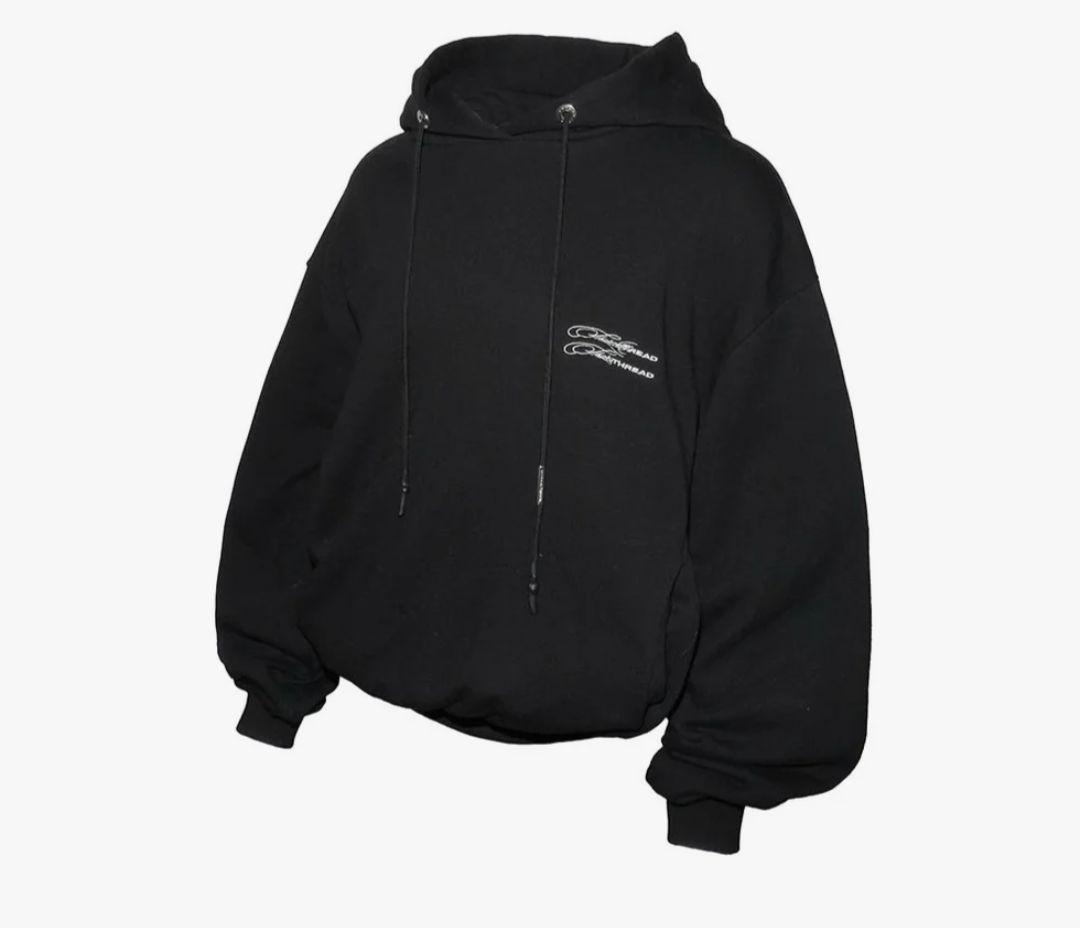 S logo pullover hoodie ブラック