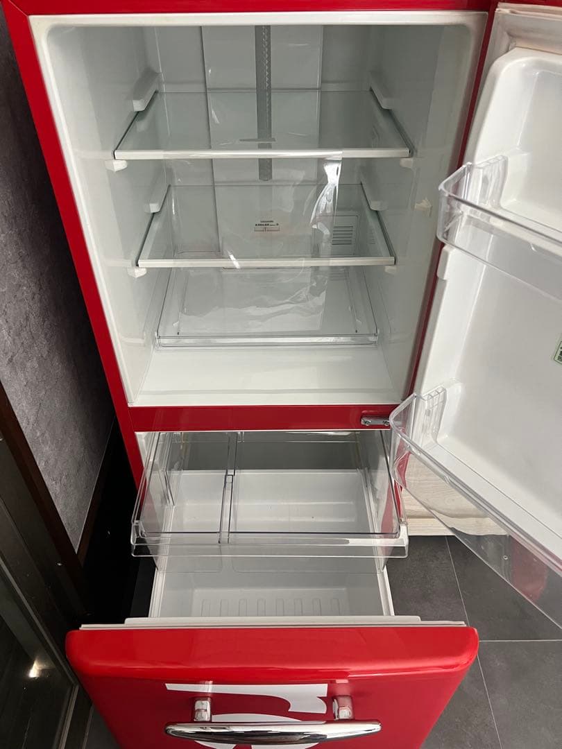 EDION 冷蔵庫Supreme 赤 二段式 お洒落な アメリカン