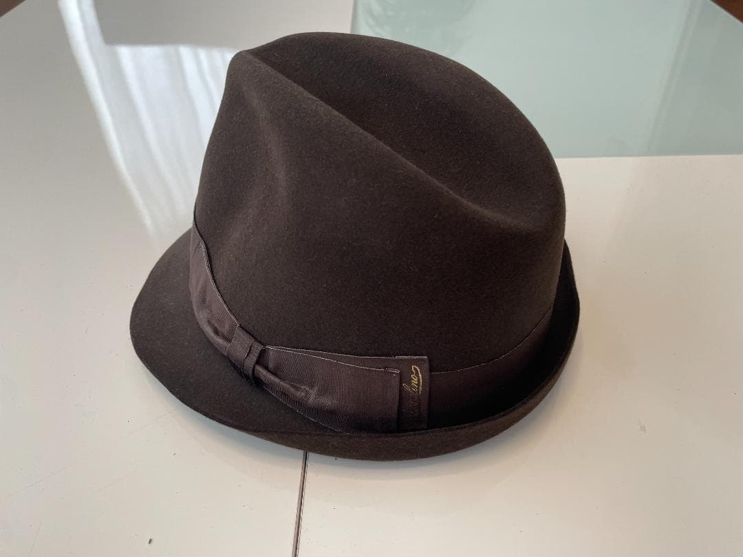 未使用　ボルサリーノ　60　Borsalino　茶色　ラビット　イタリア製