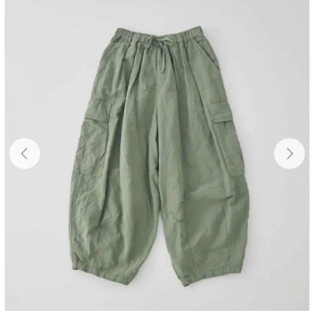 ネストローブ　コットンリネンコクーンカーゴパンツ　オリーブ　カーキ