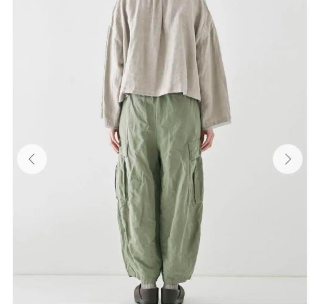 ネストローブ　コットンリネンコクーンカーゴパンツ　オリーブ　カーキ
