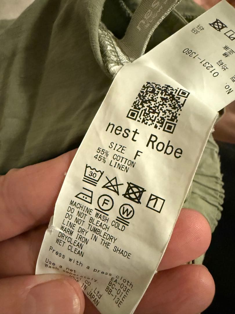 ネストローブ　コットンリネンコクーンカーゴパンツ　オリーブ　カーキ