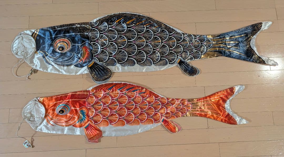 鯉のぼりセット 鯉5匹（黒、赤、青、青、紫）