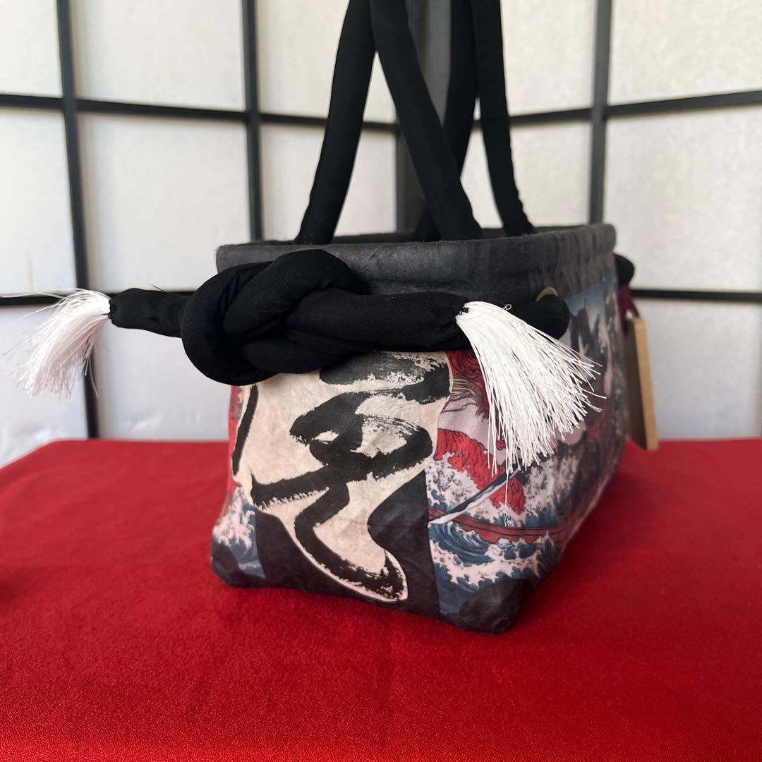 侍猫 一閑張り バッグ かごバッグ ハンドバッグ 和柄 猫 龍 小さめ