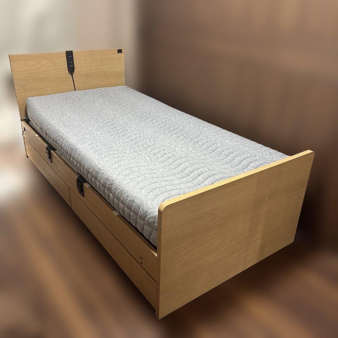 シングルベッド引き出し付き　電動　マットレス付き