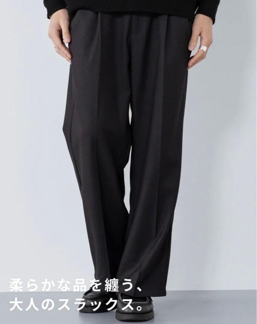 レタッチ/2Tuck Wide Wool Touch Slacks