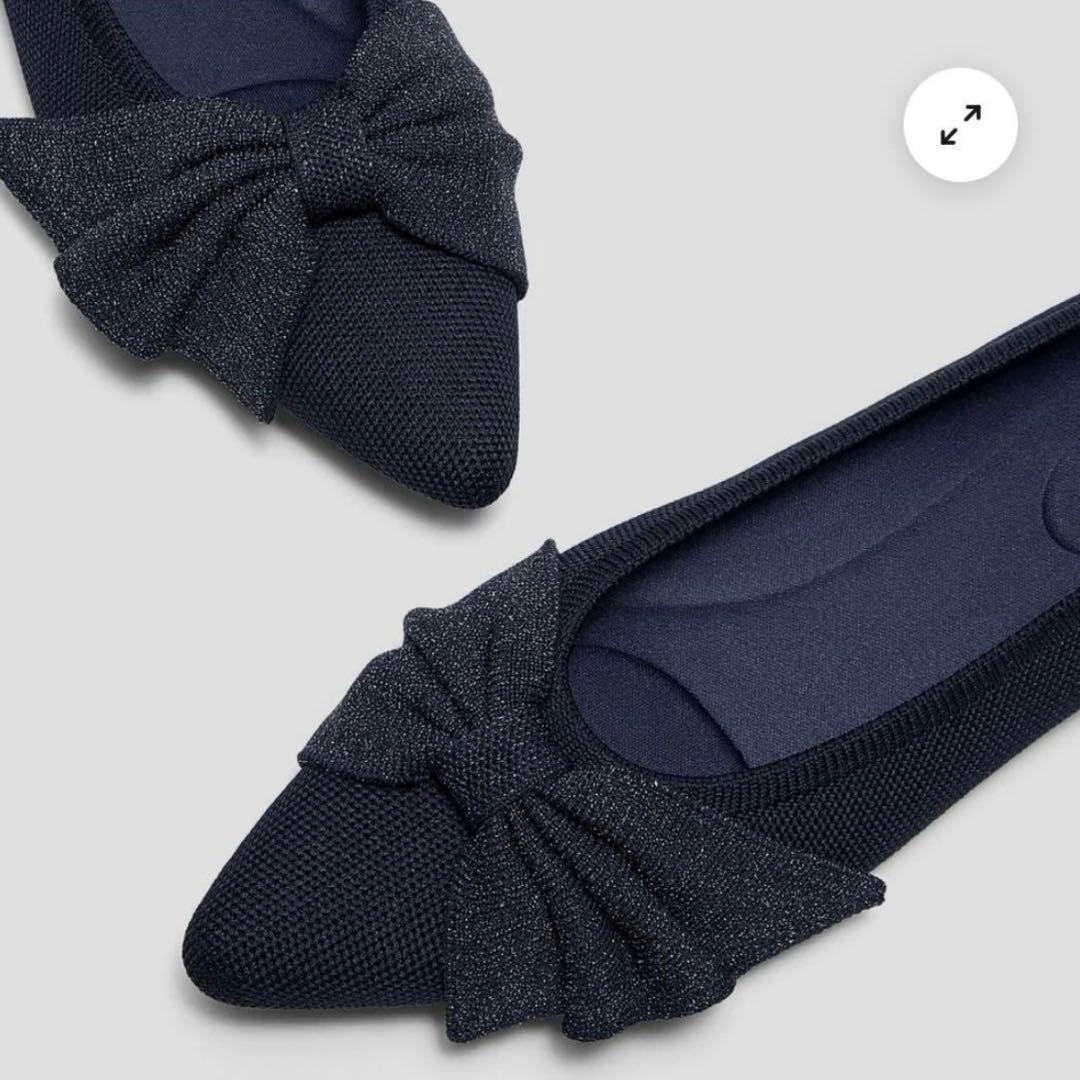 VIVAIA★AZURAネイビーラメフラットシューズ23.5 37