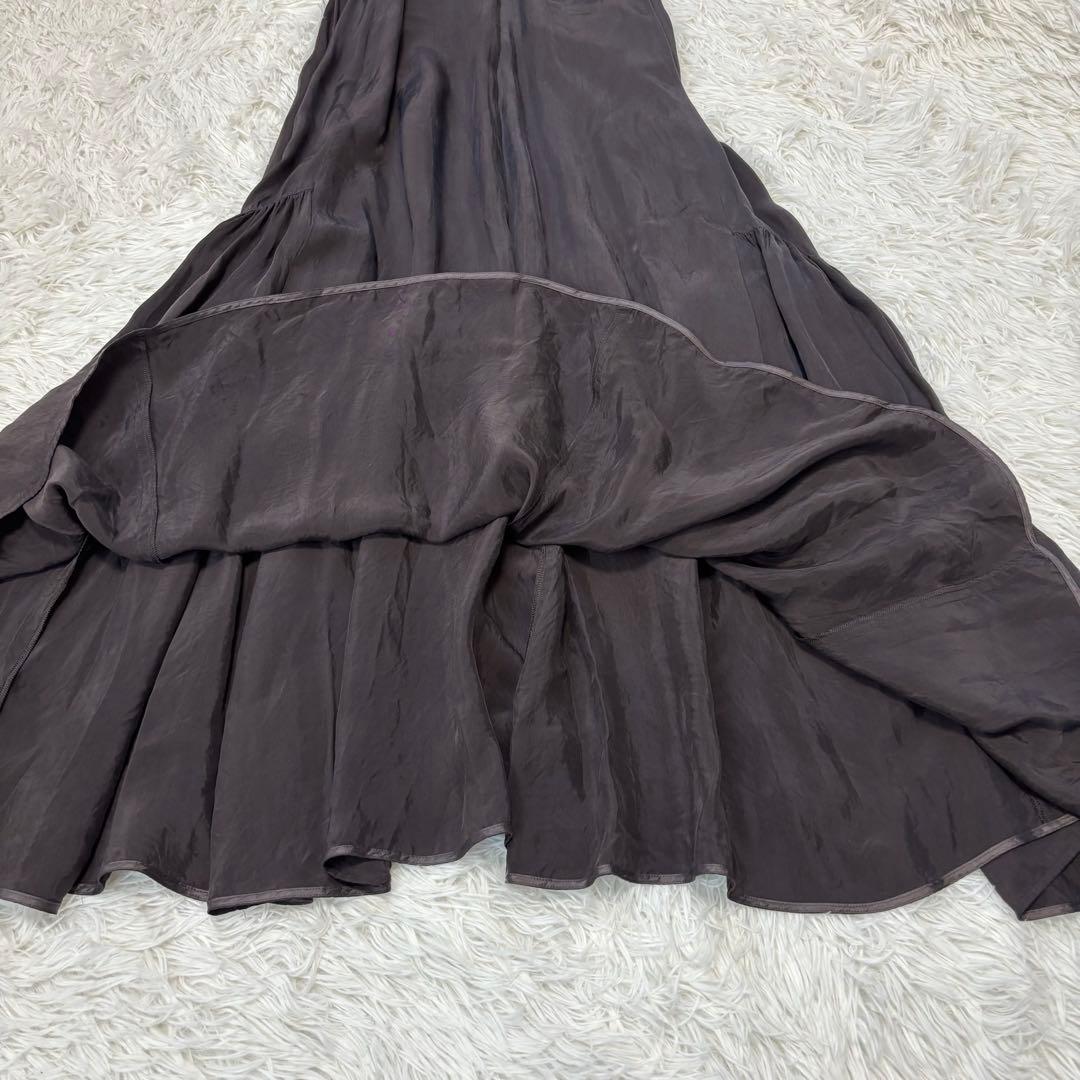 2025年モデル★23区　フィブリルツイル キャミソール　フレアワンピース　茶色