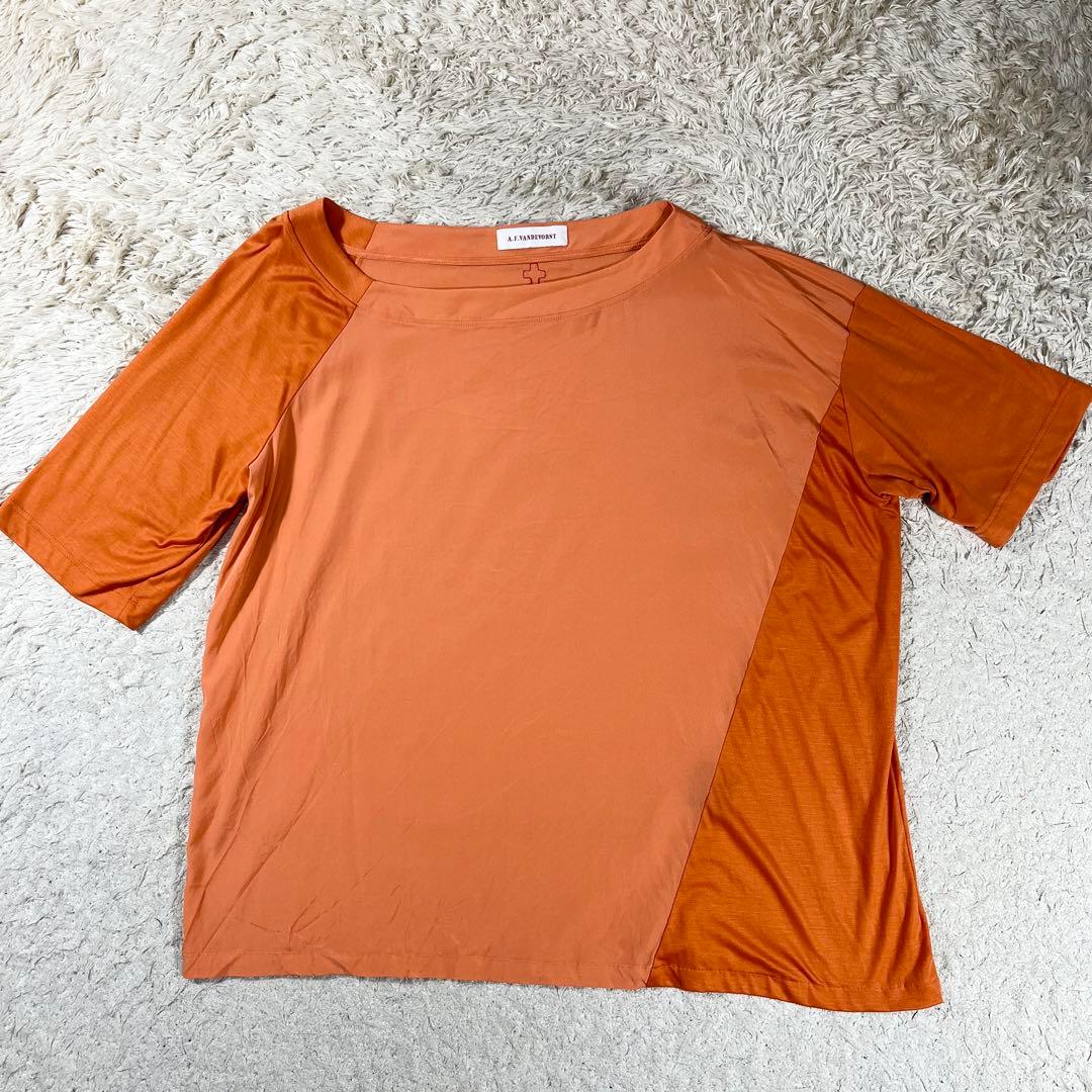 エーエフヴァンデヴォースト シルク アシンメトリー 切替 トップス サイズ2