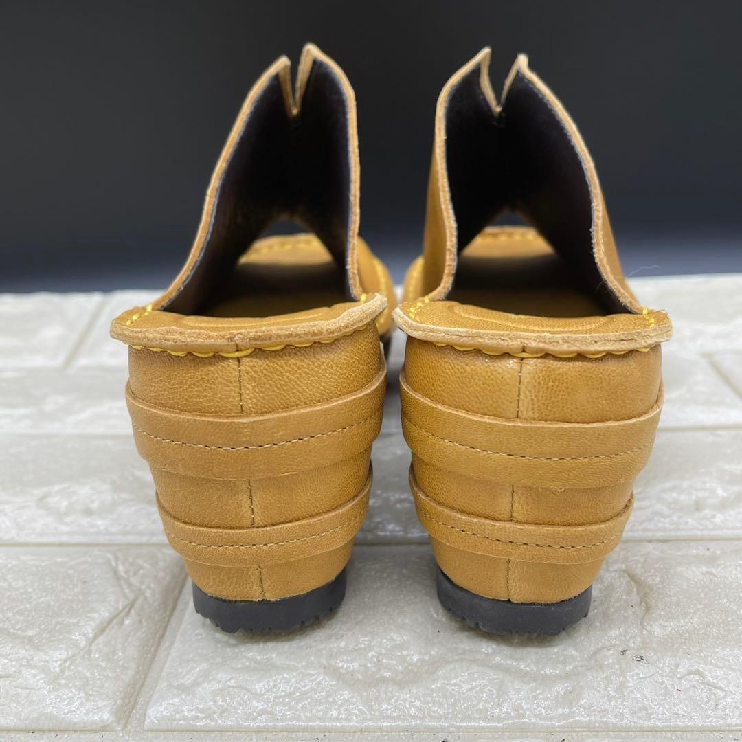 ❤未使用❤ヒナデイグリーン ミュールサンダル ウェッジソールL レザー イエロー