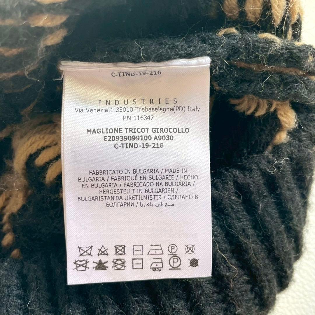 【モンクレール】ニット セーター 総柄 ロゴ M 黒 アルパカ混