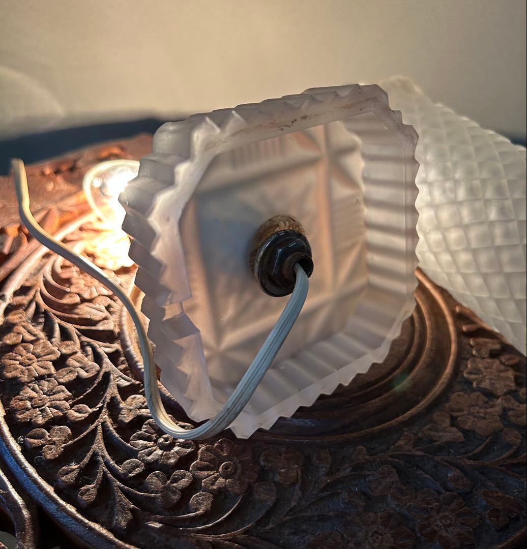 アンティーク　アールデコ調 カットガラステーブルランプ