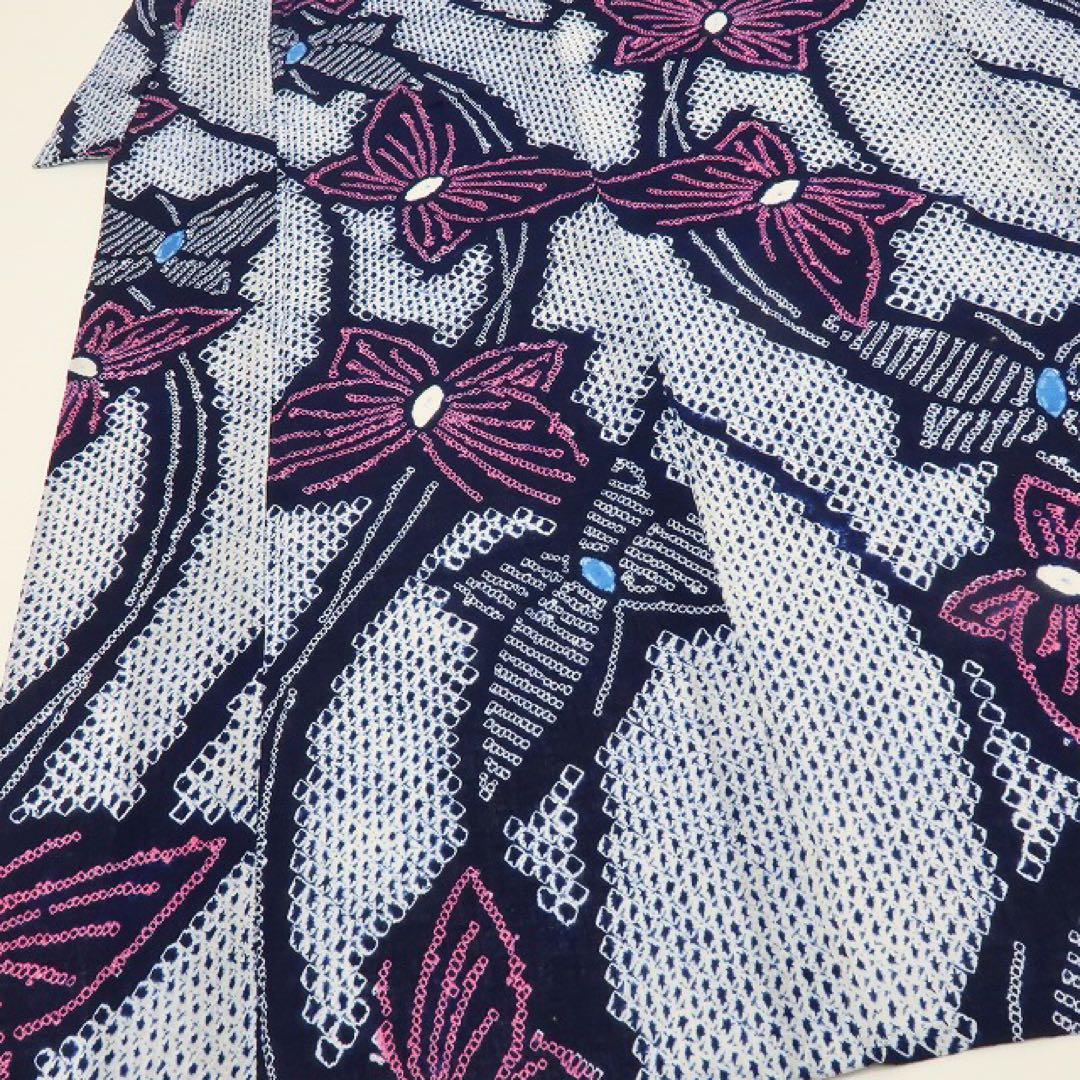 あきちゃん✺美品未着用 有松鳴海絞り 蝶 綿 高級浴衣 着物 A2172