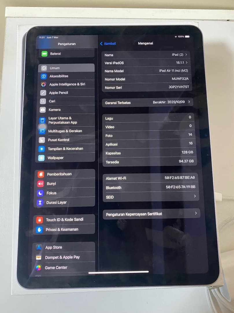 Ipad Air m2 (wi-fi,128gb) パープル