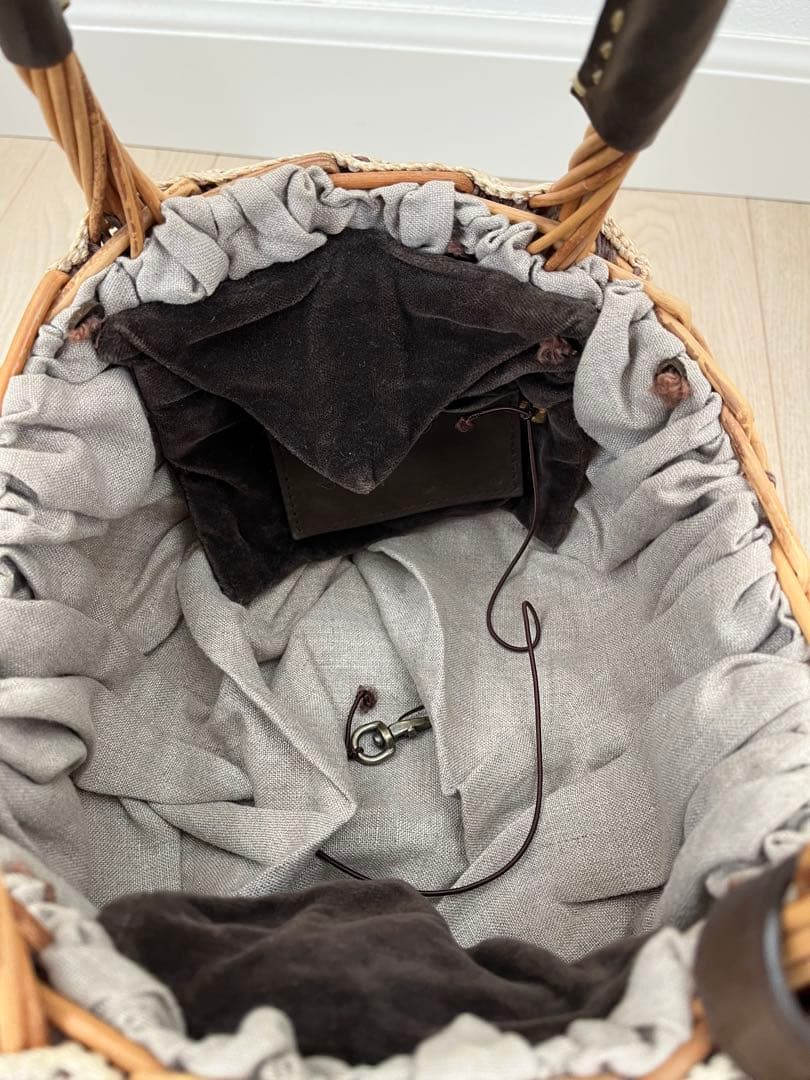 エバゴス ラビットファー付 かごバッグ