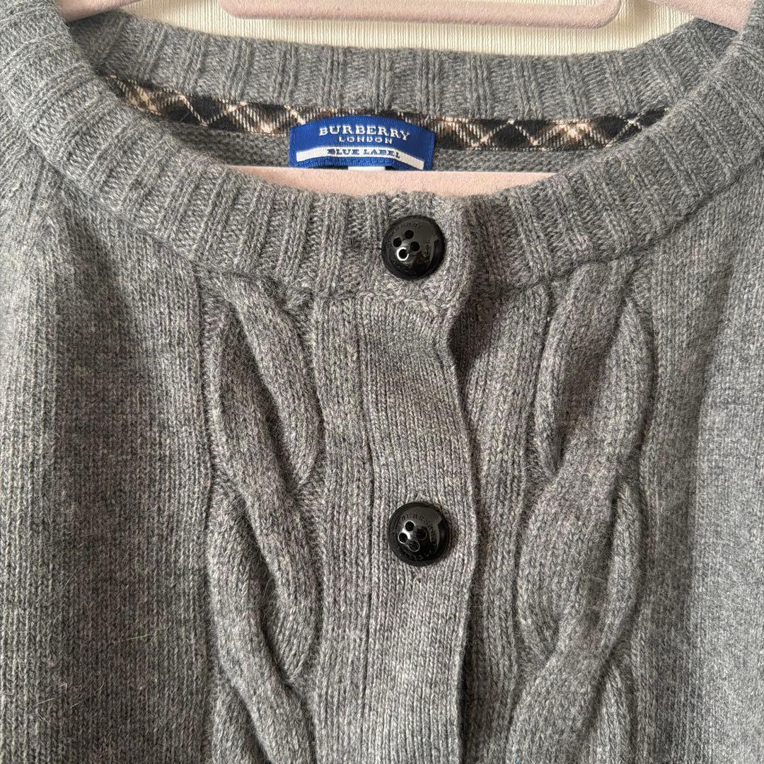 BURBERRY BLUE LABEL ケーブルニットカーディガン 38 グレー