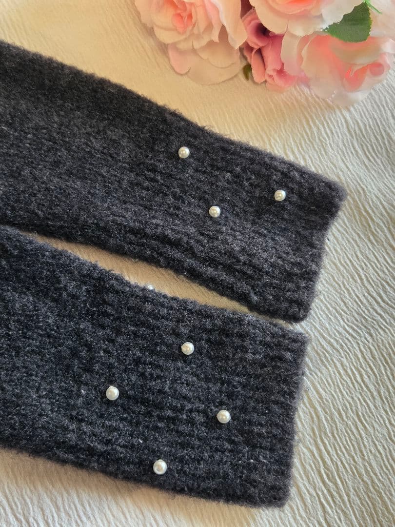 ルネ　リボン　パール　カーディガン　34 グレー