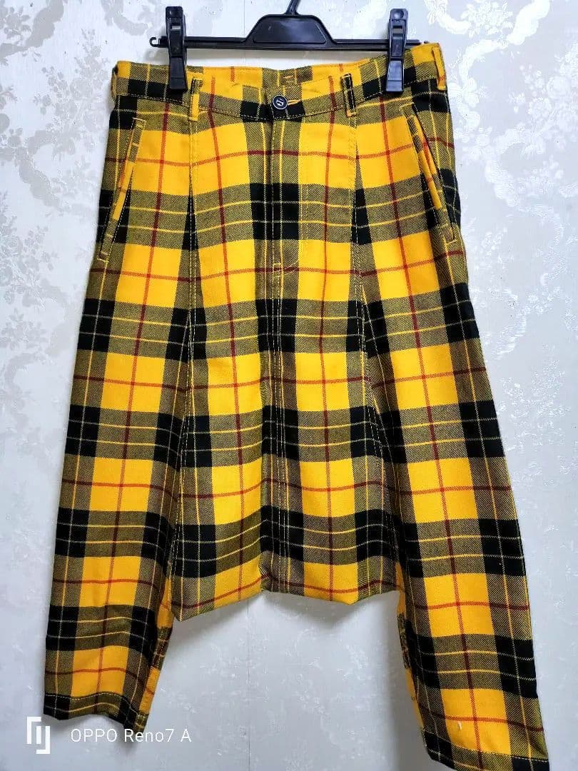 COMMEdesGARCONS コムコム　サルエルパンツ　黄色タータンチェック