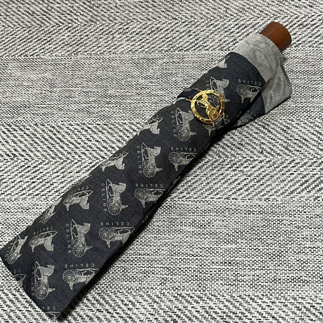 希少　CELINE セリーヌ　文字馬車総ロゴ　折りたたみ日傘