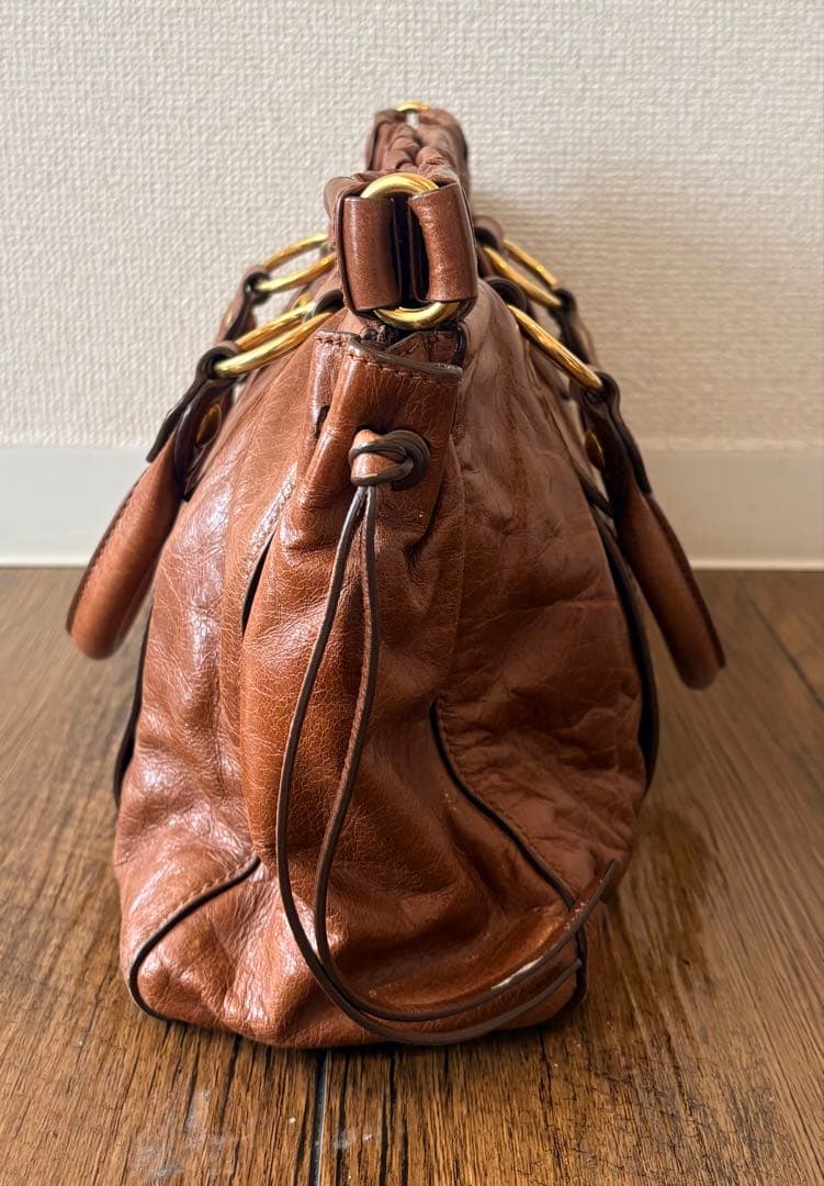 美品✨ miu miu ヴィッテロルクス ハンドバッグ リボン ブラウン