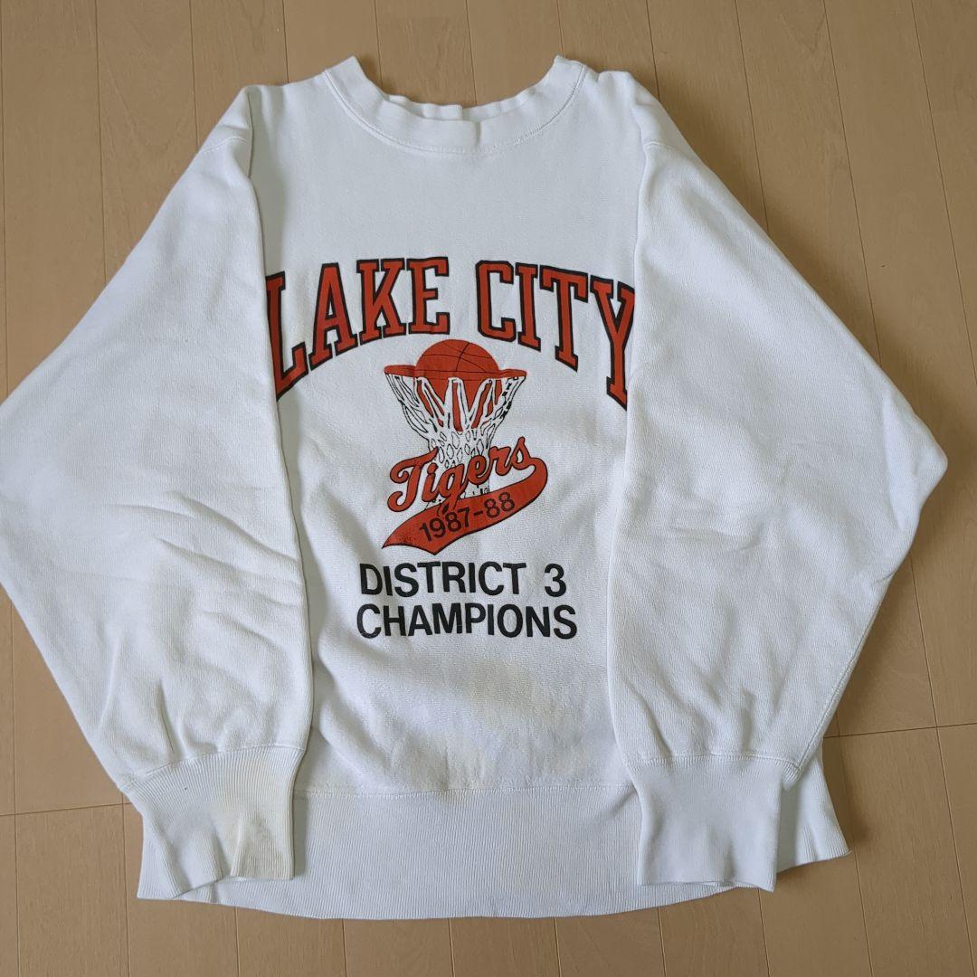 た*つ様 【80s トリコタグ】希少ホワイト×両面6段ラバープリント リバースウ