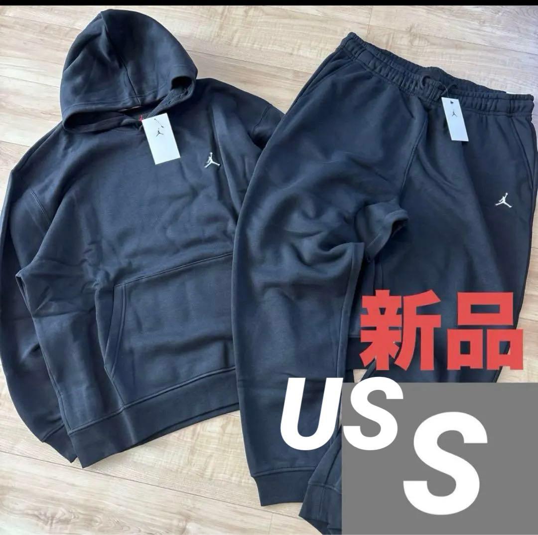 新品　ナイキ　ジョーダン　メンズ　スウェット　上下　ブラック　裏起毛　US S