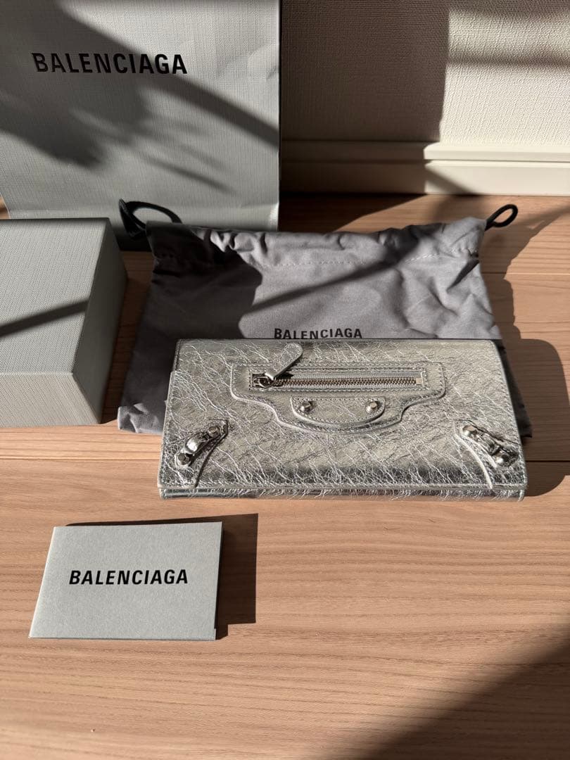 む*ん様 BALENCIAGA Le City マネー ロングウォレット シルバ