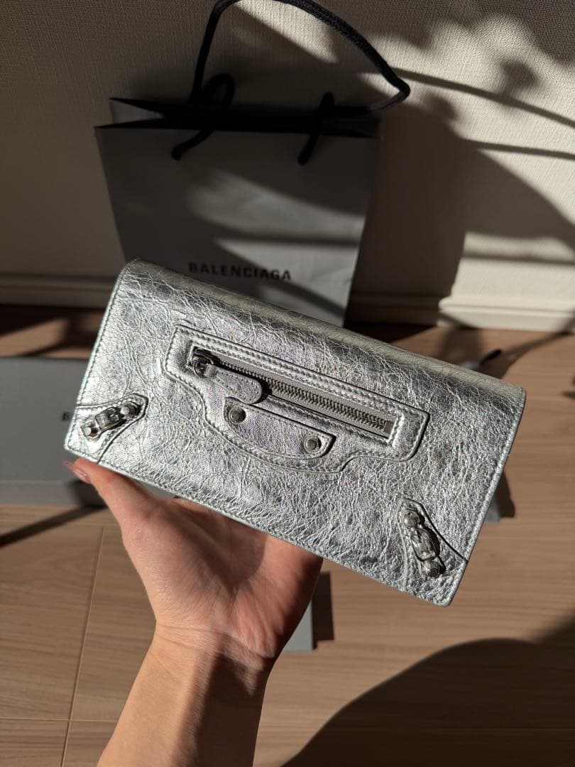 む*ん様 BALENCIAGA Le City マネー ロングウォレット シルバ