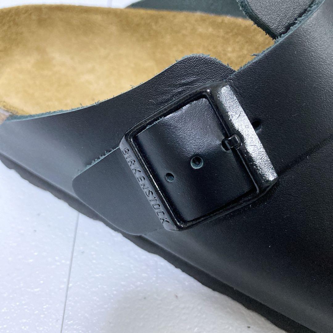 美品 ビルケンシュトック ボストン 本革 サボサンダル ブラック 黒 27 42