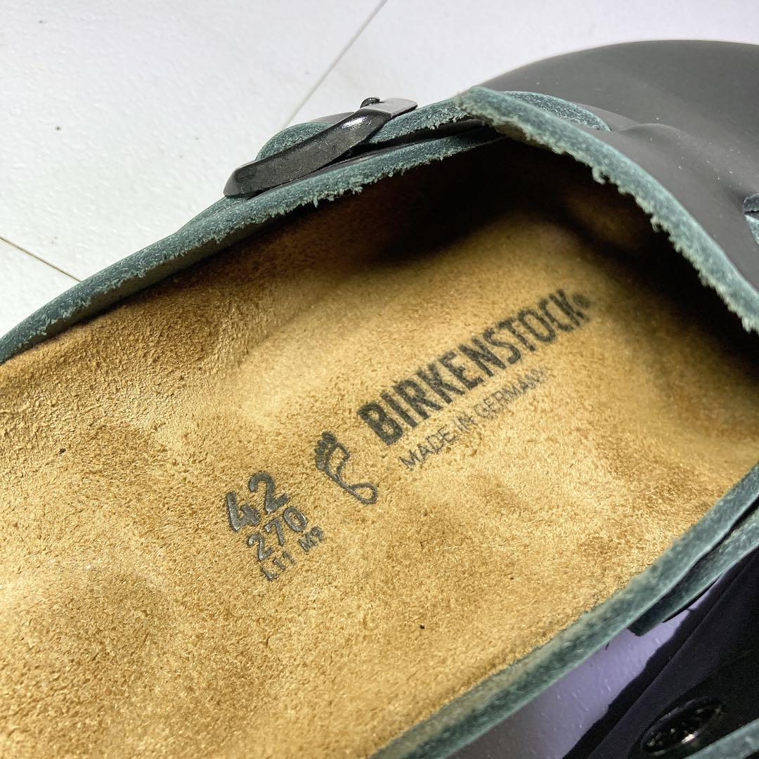 美品 ビルケンシュトック ボストン 本革 サボサンダル ブラック 黒 27 42