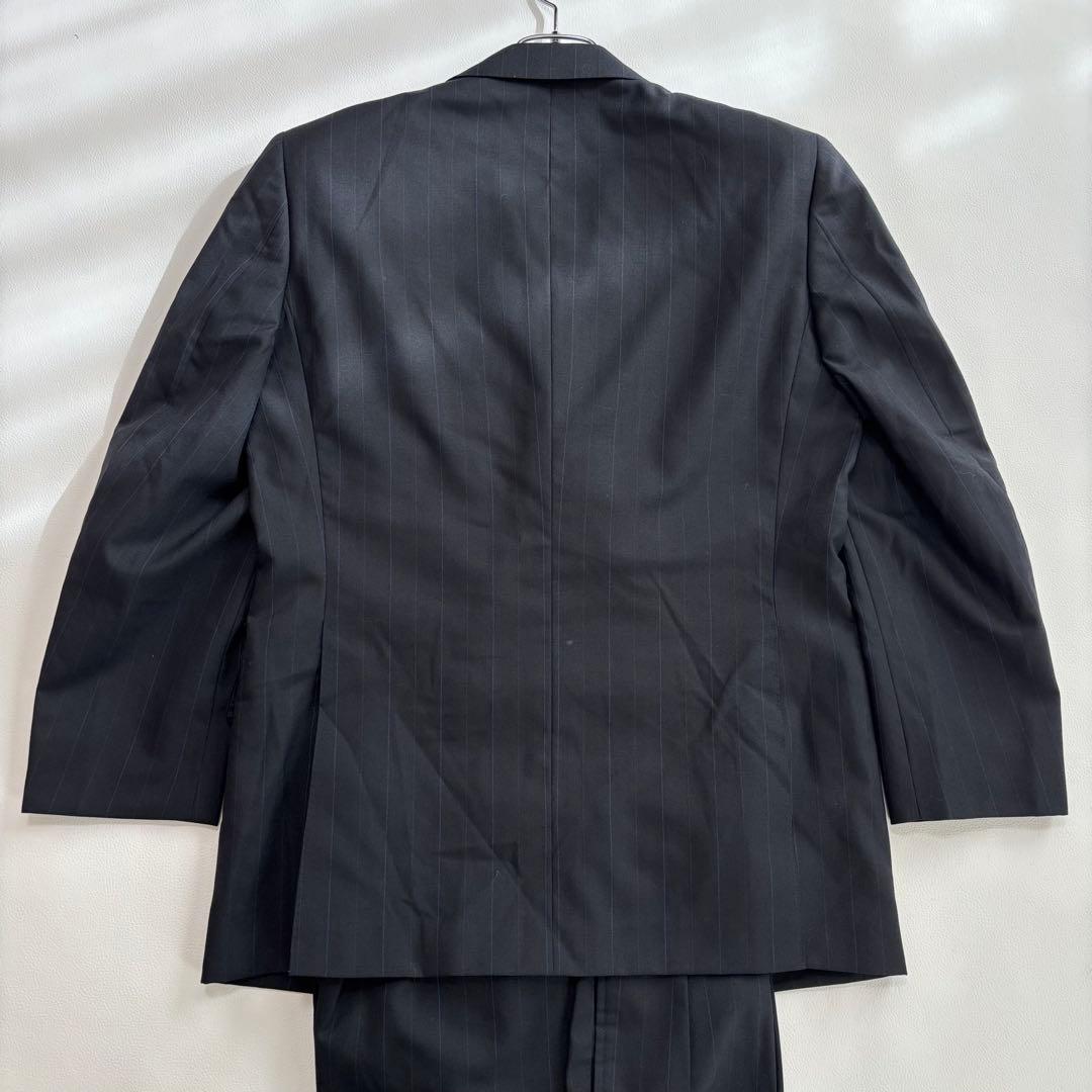 美品 バーバリー ダブル スーツ セットアップ Sサイズ ストライプ ネイビー