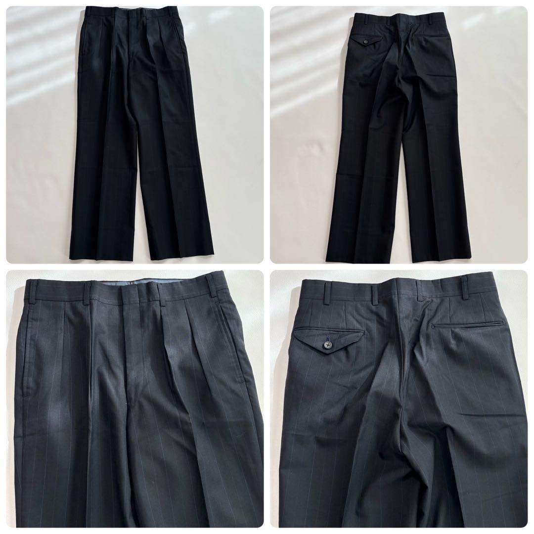 美品 バーバリー ダブル スーツ セットアップ Sサイズ ストライプ ネイビー